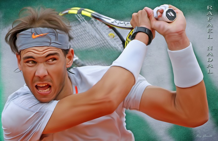 Rafael Nadal playing tennis
