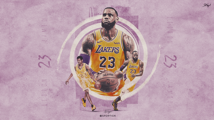 LeBron James in Lakers Jersey with Basketball