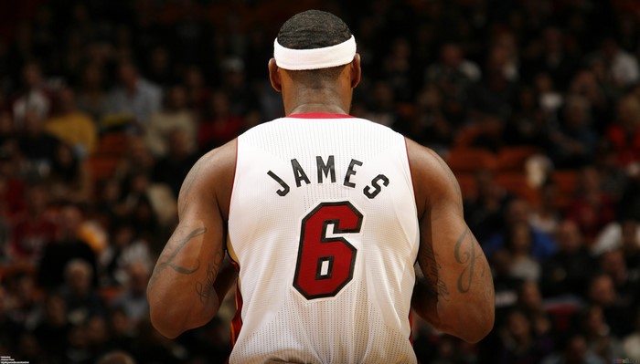 LeBron James wearing Miami Heat jersey #6