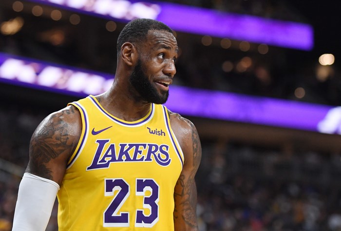 LeBron James wearing Los Angeles Lakers jersey
