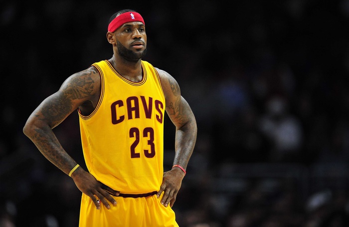 LeBron James wearing a Cavaliers jersey