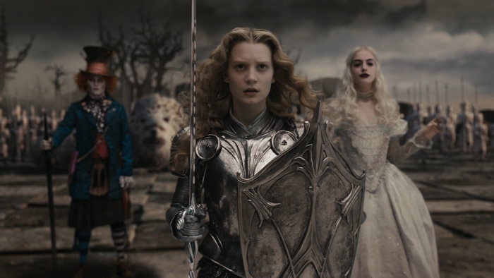 Alice from Alice in Wonderland with Mad Hatter and White Queen