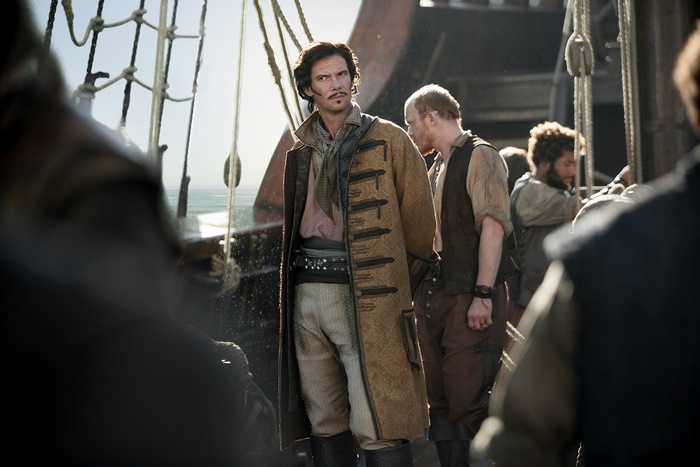 Toby Schmitz on a pirate ship