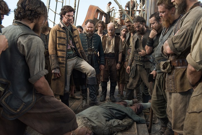 Toby Schmitz and pirates on a ship