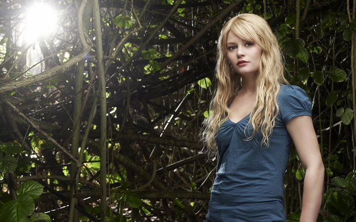 Emilie de Ravin in a forest