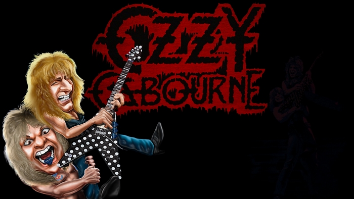 Ozzy Osbourne cartoon with logo