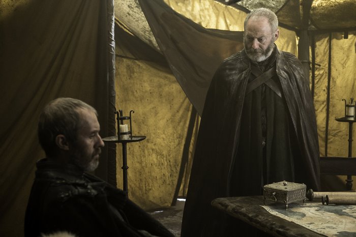 Stannis Baratheon and Davos Seaworth in a tent
