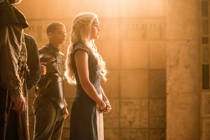 Daenerys Targaryen from Game of Thrones with guards