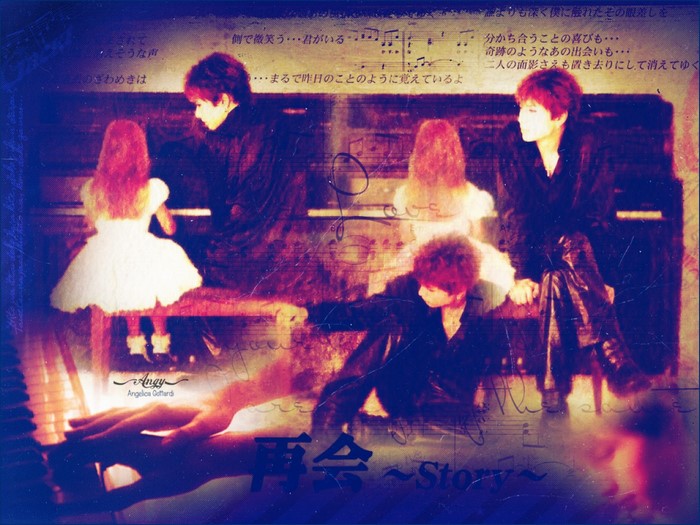 Gackt Camui with a girl at a piano