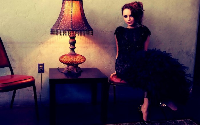 Christina Ricci in a black dress
