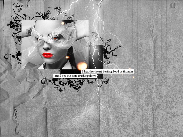 Christina Ricci with plastic wrap and red lips