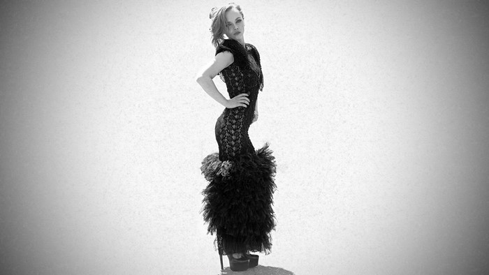 Christina Ricci in a black lace dress