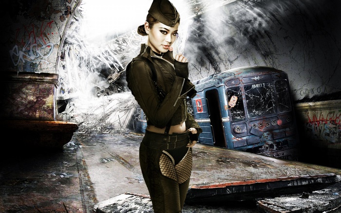 Jamie Chung in a post-apocalyptic subway