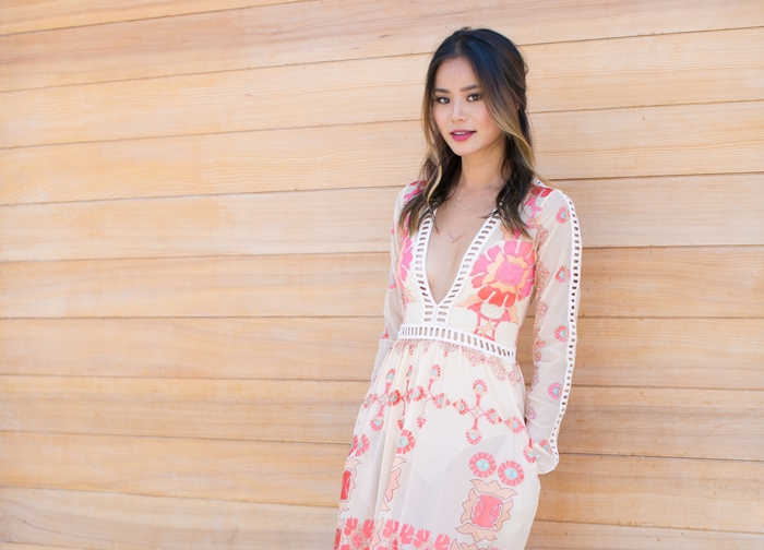 Jamie Chung in a floral dress