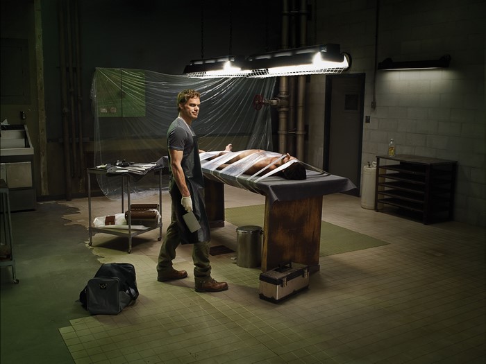 Michael C. Hall in a morgue