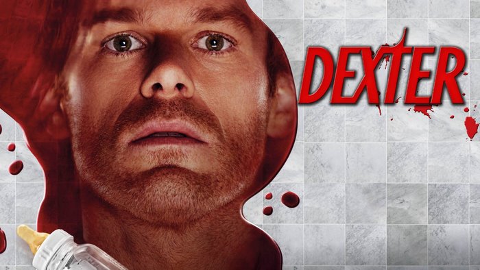 Dexter with blood and baby bottle