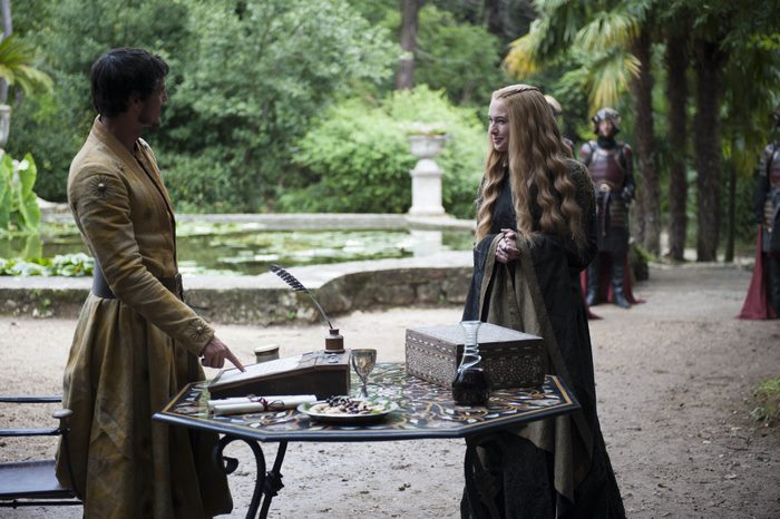 Oberyn Martell and Cersei Lannister in a garden