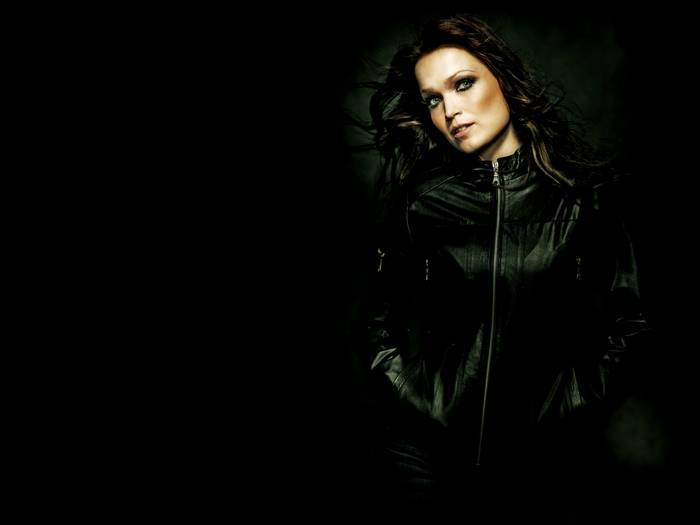 Tarja Turunen in a black leather jacket