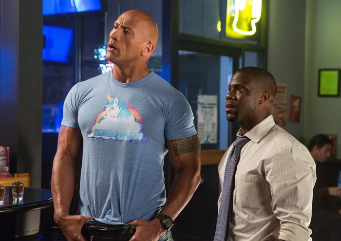 Kevin Hart and Dwayne Johnson in a bar