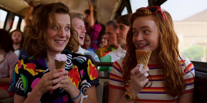 Millie Bobby Brown Smiling and Eating Ice Cream