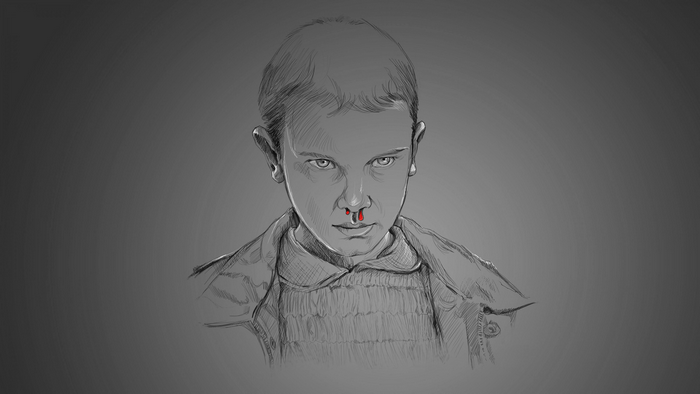Eleven from Stranger Things with bloody nose