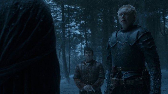 Podrick Payne and Brienne of Tarth in a forest