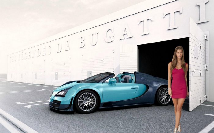Nina Agdal and Bugatti car