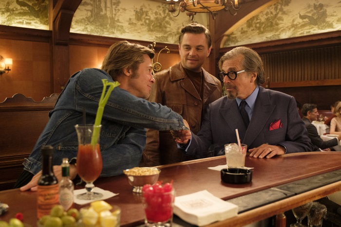 Al Pacino, Leonardo DiCaprio, and Brad Pitt at a bar