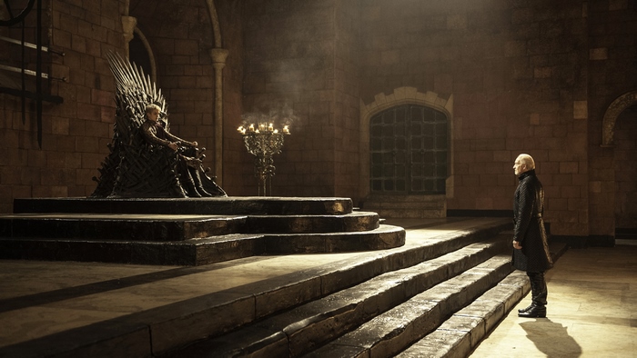 Charles Dance on the Iron Throne