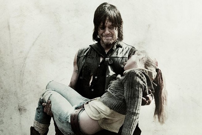 Daryl Dixon carrying Beth Greene from The Walking Dead