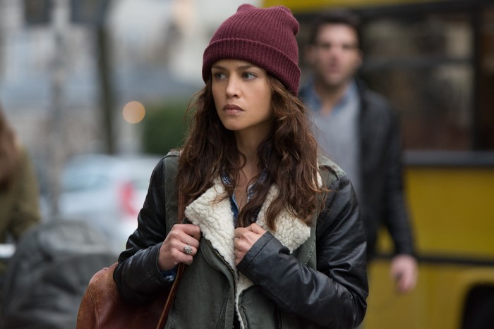 Hannah Ware wearing a beanie and jacket