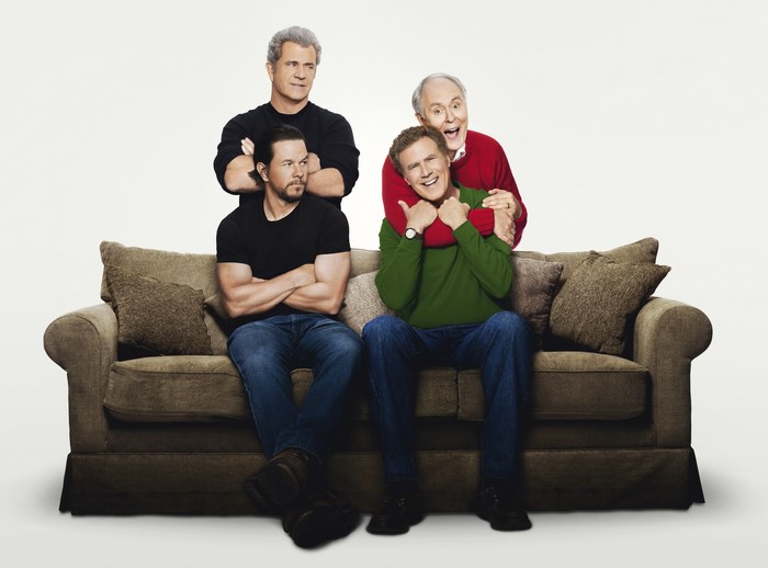 Mel Gibson, Mark Wahlberg, Will Ferrell, and John Lithgow on couch