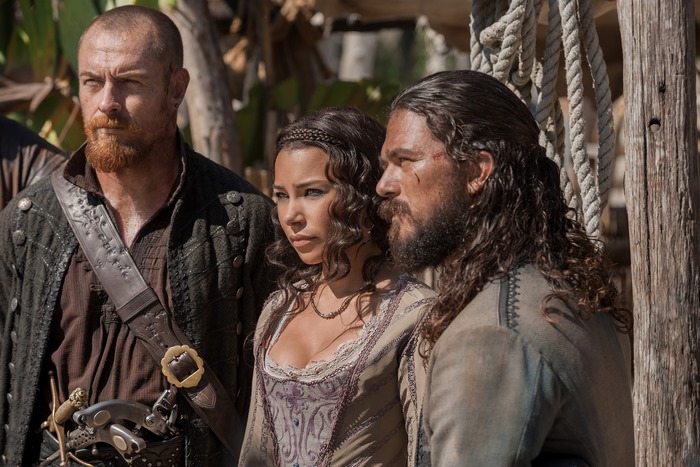 Black Sails: John Silver, Eleanor Guthrie, and Billy Bones