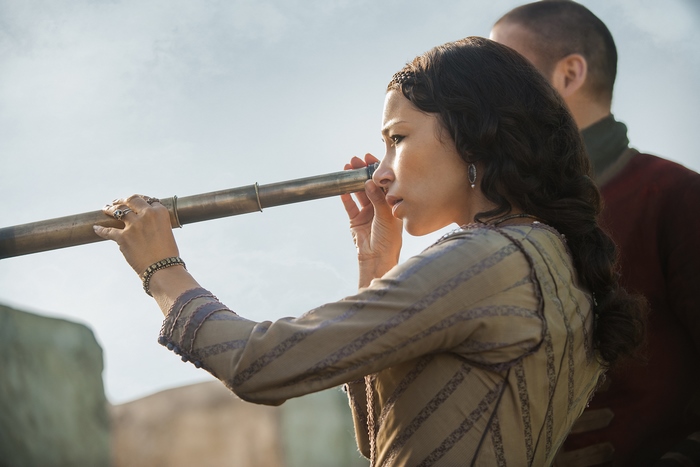 Jessica Parker Kennedy with Telescope