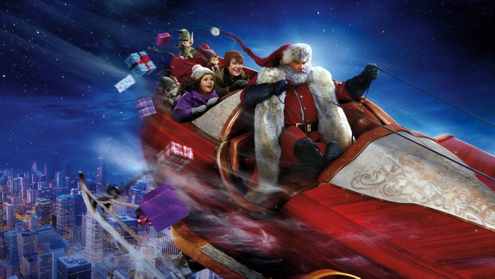 Kurt Russell as Santa Claus in a Sleigh