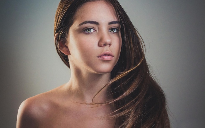 Young woman with long brown hair