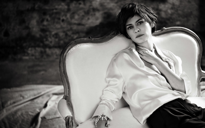 Audrey Tautou on a vintage chair