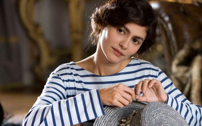Audrey Tautou in a striped shirt