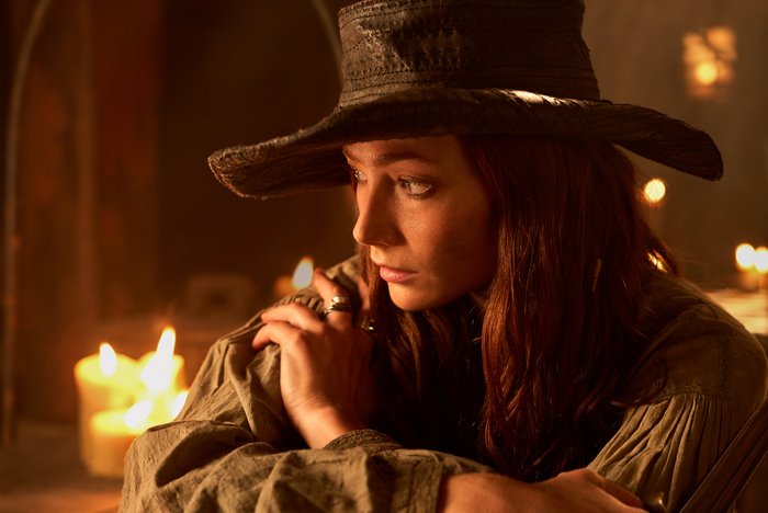 Clara Paget in costume