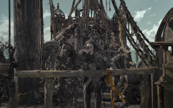 Javier Bardem on a dilapidated ship