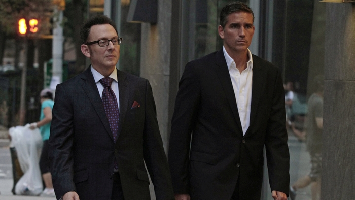 Jim Caviezel and Michael Emerson walking