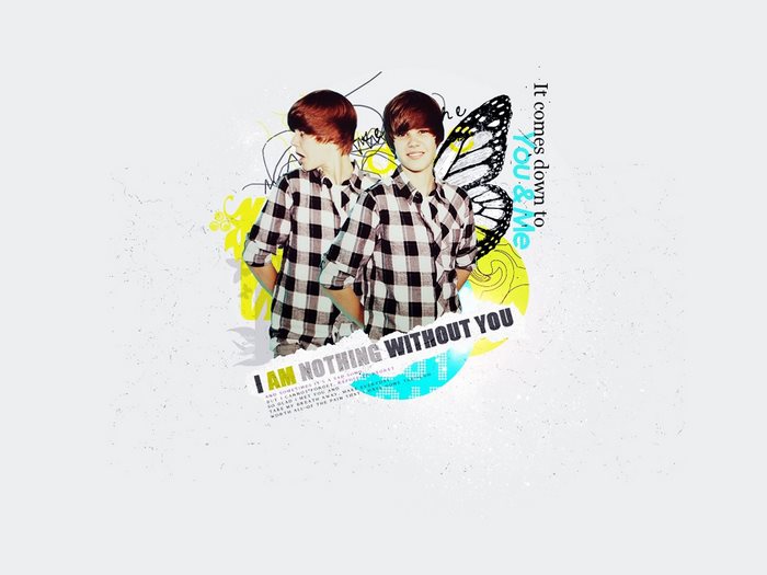 Justin Bieber with butterfly wings