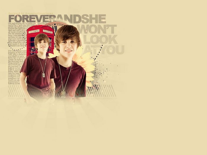 Justin Bieber with London Telephone Booth