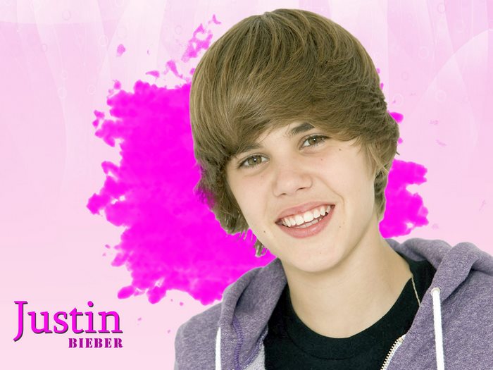 Young Smiling Teen Justin Bieber in Purple Hoodie