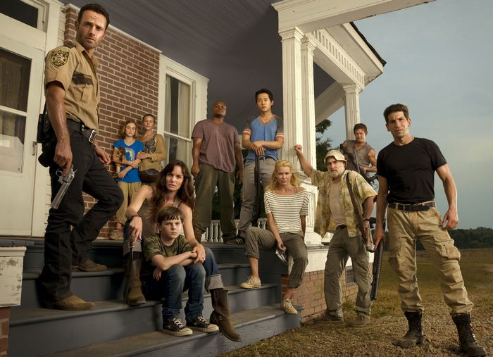 The Walking Dead cast on porch
