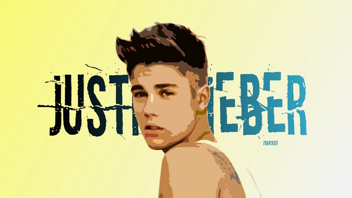 Justin Bieber portrait with text
