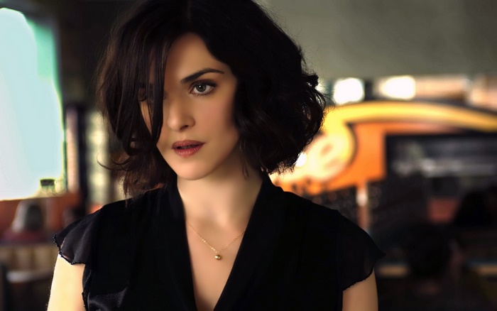 Rachel Weisz in a black dress