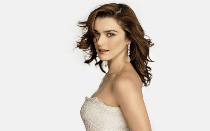 Rachel Weisz in a white dress
