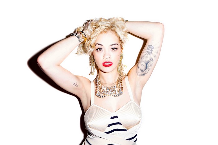 Rita Ora with tattoos and jewelry