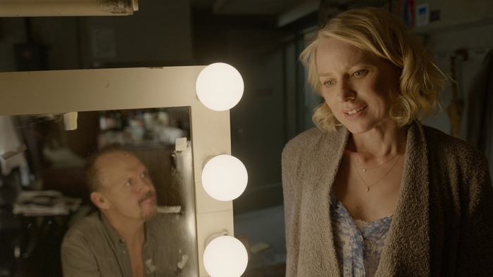 Michael Keaton and Naomi Watts in a dressing room